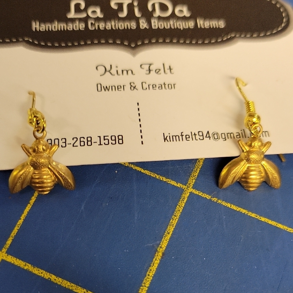 Bee Gold Tone Earrings